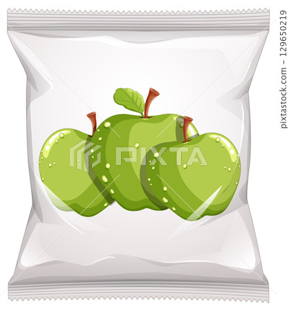 Green Apple Snack Packaging Vector Illustration 129650219