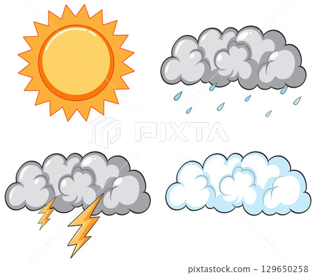Vector Illustration of Four Distinct Weather Conditions Vector Illustration of Four Distinct Weather Conditions 129650258