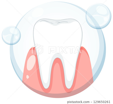 Healthy Tooth and Gums in Clean Bubble Icon Healthy Tooth and Gums in Clean Bubble Icon 129650261