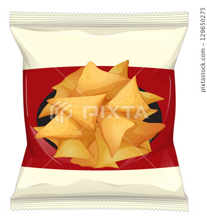 Vector Illustration of Tortilla Chips Snack Package 129650275