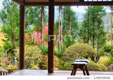 Beautiful autumn leaves in the former Rikakuin Garden at Jikkoin Temple in Ohara (Sakyo Ward, Kyoto City, Kyoto Prefecture) 129650606