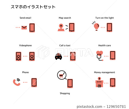 Smartphone service illustration icon set decorative ornament mark 129650781