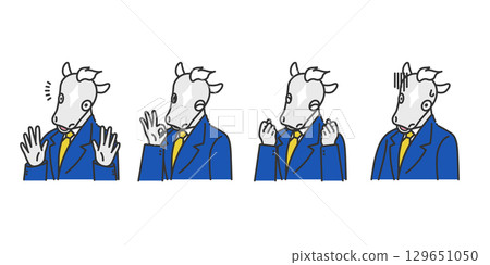 Horse anthropomorphized bust-up pose set Horse anthropomorphized bust-up pose set 129651050