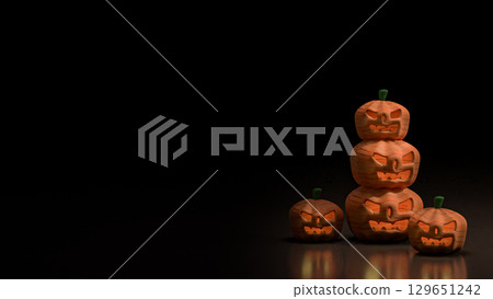 The Pumpkin Jack for Halloween orHoliday concept 3d Rendering. 129651242