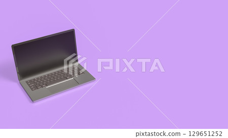 The Laptop on Purple Background for Business or Technology concept 3d Rendering. 129651252