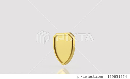 The Gold Shield on white Background image 3d Rendering. 129651254