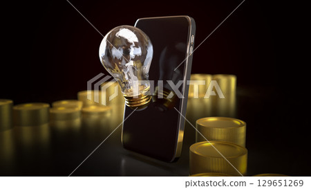 The Light bulb and mobile for idea or Business concept 3d Rendering. 129651269