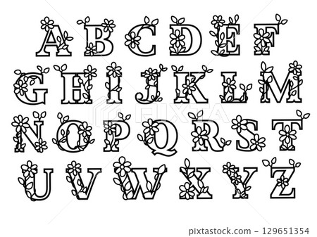 Decorative alphabet coloring book Decorative alphabet coloring book 129651354