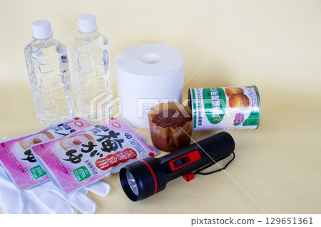Emergency food and water - disaster prevention image 129651361