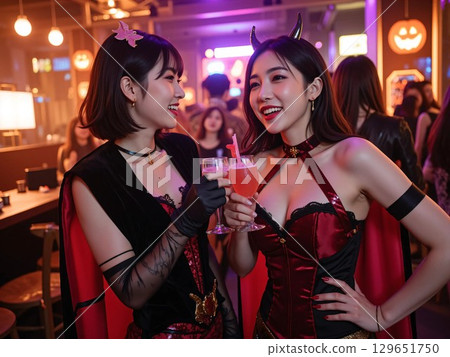 享受聚會的女人 享受聚會的女人 129651750