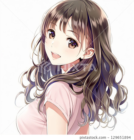 Woman turning around (anime style) 129651894