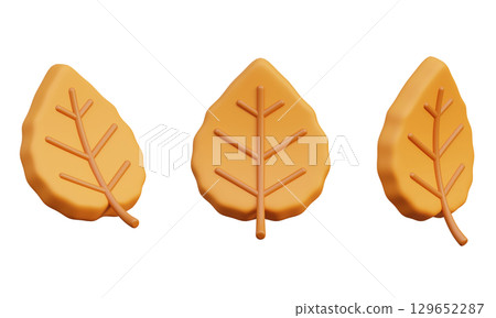 Cartoon Style autumn leaves 3D Graphic Cartoon Style autumn leaves 3D Graphic 129652287