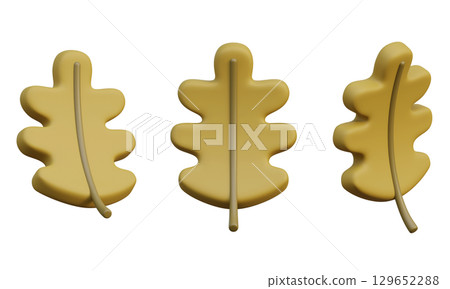 Cartoon Style autumn leaves 3D Graphic 129652288