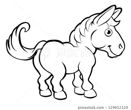 Horse Animal Cartoon Character Illustration Horse Animal Cartoon Character Illustration 129652329