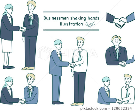 商人握手的插圖，圖示集 129652354
