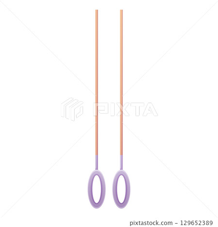 Gymnastic rings hanging on the rope, sport equipment for acrobatic discipline exercise, workout vector flat illustration 129652389