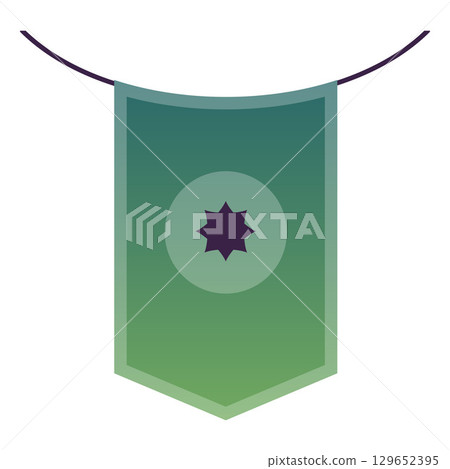 Flag of team hanging on the rope, vector flat university, college, school emblem, sport competition league green banner Flag of team hanging on the rope, vector flat university, college, school emblem, sport competition league green banner 129652395