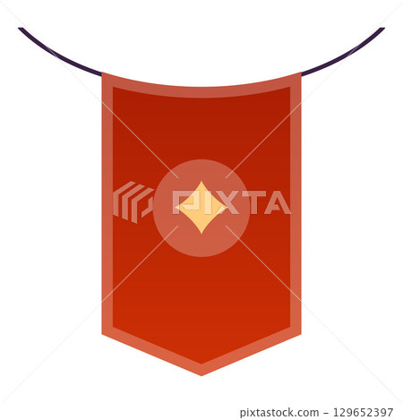 Flag of team hanging on the rope, vector university, college, school emblem, sport competition league red pennant banner Flag of team hanging on the rope, vector university, college, school emblem, sport competition league red pennant banner 129652397