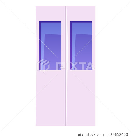 White door with windows, gym or office entrance icon, vector flat front door interior design element isolated White door with windows, gym or office entrance icon, vector flat front door interior design element isolated 129652400