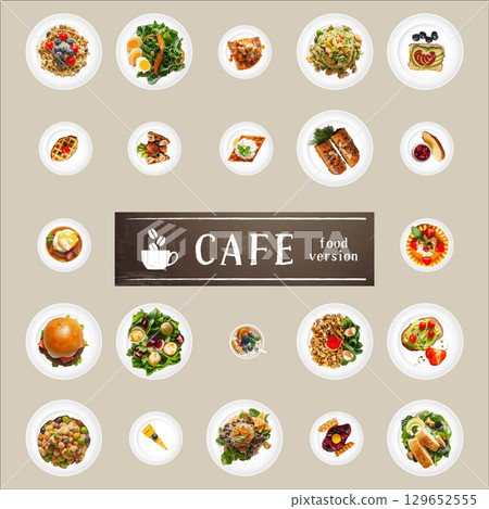 Stylish cafe food set 129652555