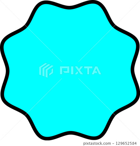 A round light blue frame with light blue spikes and a black border. A round light blue frame with light blue spikes and a black border. 129652584