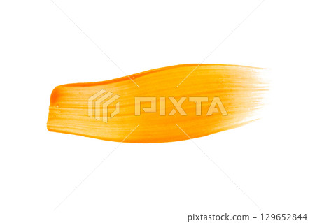 Orange brush stroke isolated on white background 129652844