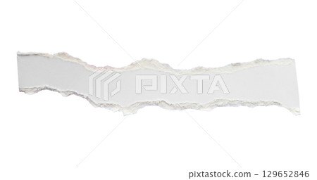 White ripped paper torn edges strips isolated on white background 129652846