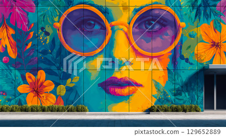 Colorful murals and female face art 129652889