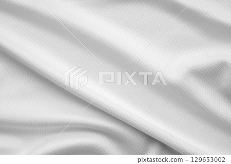 White sports clothing fabric football shirt jersey texture background 129653002