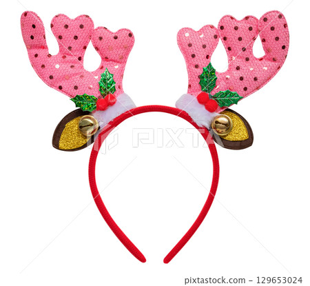 Christmas reindeer antler headband isolated on white background 129653024