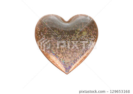 Heart shape hologram sticker isolated on white background Heart shape hologram sticker isolated on white background 129653168