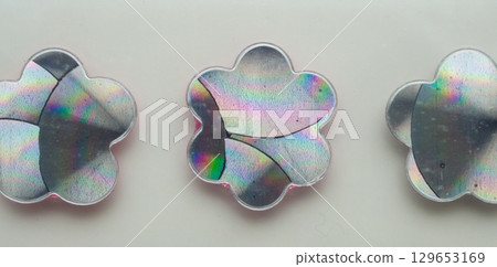 hologram flower sticker on white background hologram flower sticker on white background 129653169