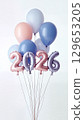 Bunch of colorful balloons forming the number 2026 for new year celebration 129653205