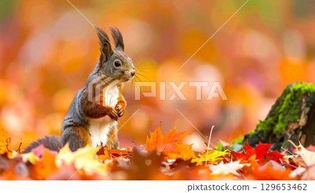 北海道秋葉中的北海道松鼠 129653462