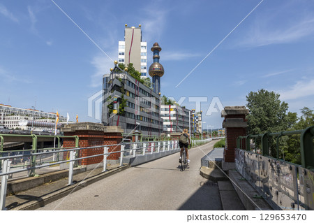 Viena, Austria - June 21, 2023: Spittelau Incinerator in Vienna 129653470