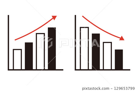 Set of two rising and falling bar graphs 129653799