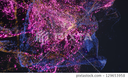 Celestial Voyage Around Cosmic Dust, 3D illustration of a cosmic odyssey through glowing stardust clouds, sci-fi scene. Perfect for captivating space-themed art. Some elements of the image provided by Celestial Voyage Around Cosmic Dust, 3D illustration of a cosmic odyssey through glowing stardust clouds, sci-fi scene. Perfect for captivating space-themed art. Some elements of the image provided by 129653958