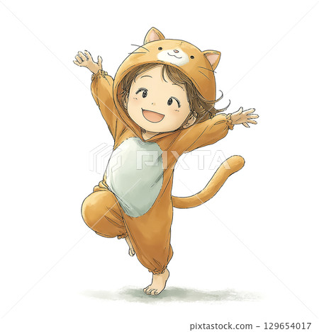 Cat costume girl, banzai 129654017