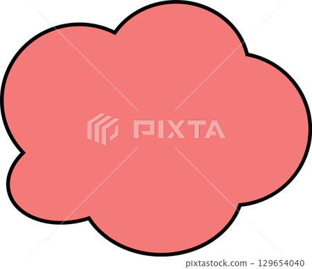 A simple, fluffy speech bubble in the shape of a red cloud. Cute and easy to use. 129654040