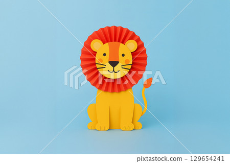 lion character for preschool branding, toy packaging, children learning apps, storybooks, early education marketing and playful promotional designs, 129654241
