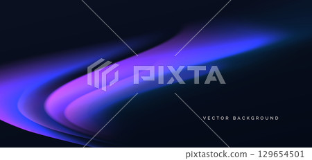 Blue and purple vibrant smooth dynamic curve on dark background. Abstract background. 129654501