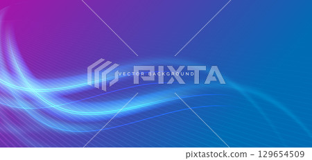 Abstract blue curve light ray on dark blue and pingk background. Technology concept. 129654509