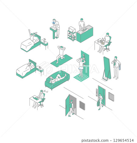 獨居的學生與上班族插圖 獨居的學生與上班族插圖 129654514