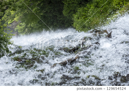 Oku-Nikko Yutaki Falls in summer: View from the top of the waterfall 129654524