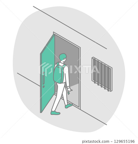 Illustration of students and working people living alone 129655196