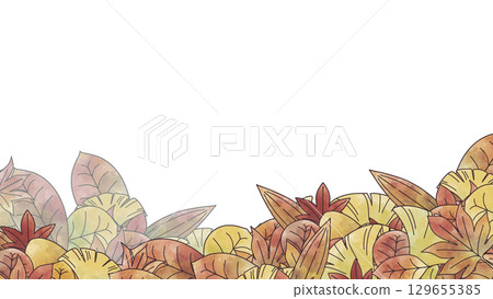Fallen leaves watercolor frame lower design Fallen leaves watercolor frame lower design 129655385