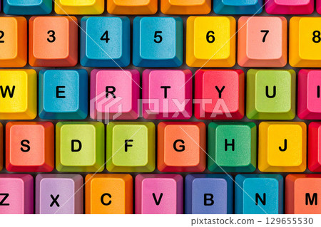 A keyboard with colored keys 129655530