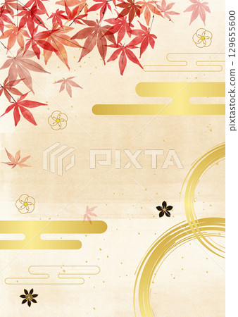 秋葉和日本紙背景 129655600