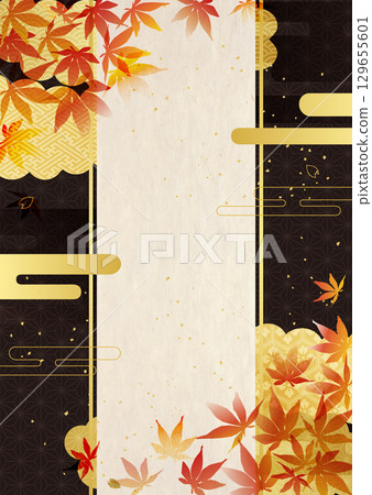 秋葉和日本紙背景 129655601