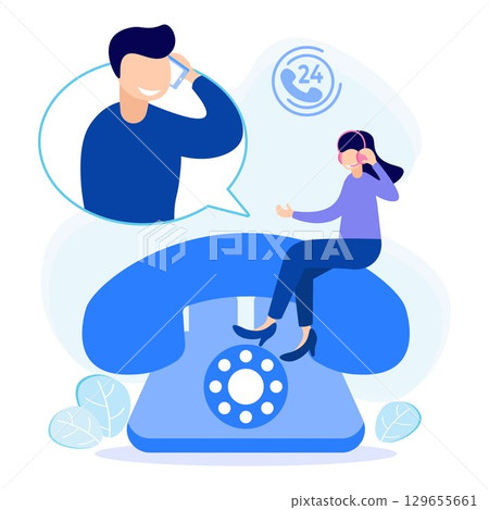 Illustration vector graphic cartoon character of contact us Illustration vector graphic cartoon character of contact us 129655661
